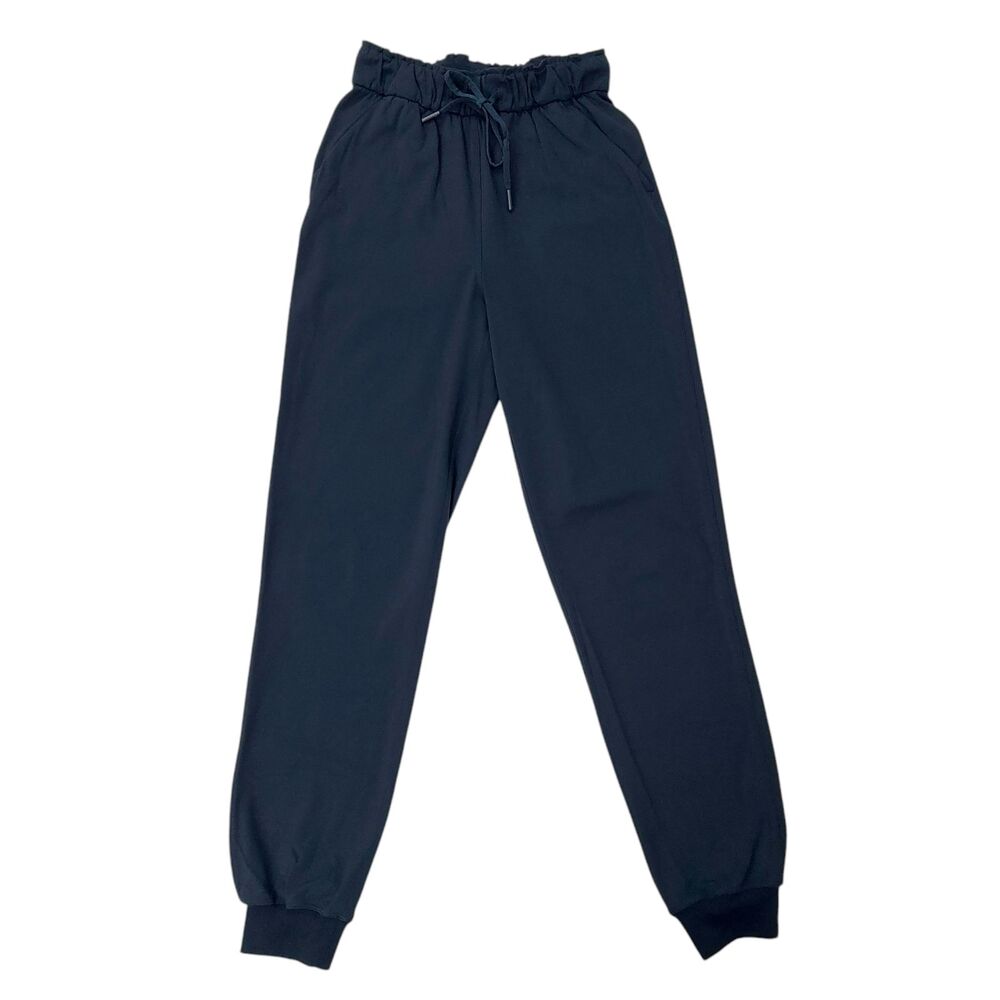 Lululemon Womens 2 Navy Blue Jogger Pants Stretch High Rise Tapered Lightweight